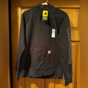 Carhartt Women's Size Medium Graphic Sleeve Pullover Hoodie Sweatshirt Black NWT